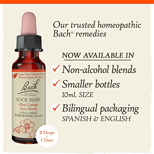 Bach Original Flower Remedies, Rock Rose for Courage (Non-Alcohol Formula), Natural Homeopathic Bach uk supplements