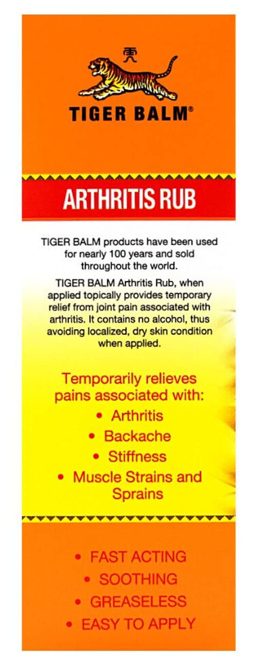 Tiger Balm Arthritis Rub, 4 oz. – Sore Muscle and Joint Relief Cream – for Use with Rheumatoid Arthritis and Carpal Tunnel – Effective Muscle Relief Rub - 2 Pack Tiger Balm uk supplements