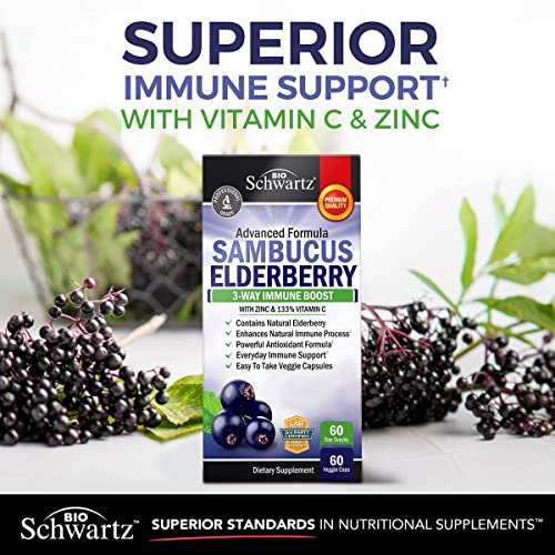 Elderberry with Zinc and Vitamin C for Adults - Immune Support Vitamins BioSchwartz uk supplements