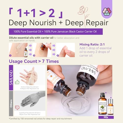 SAVILAND Essential Oils for Cuticle Nails: 100% Pure Natural Essential Oil Tea Tree Lavender Jasmine SAVILAND uk supplements