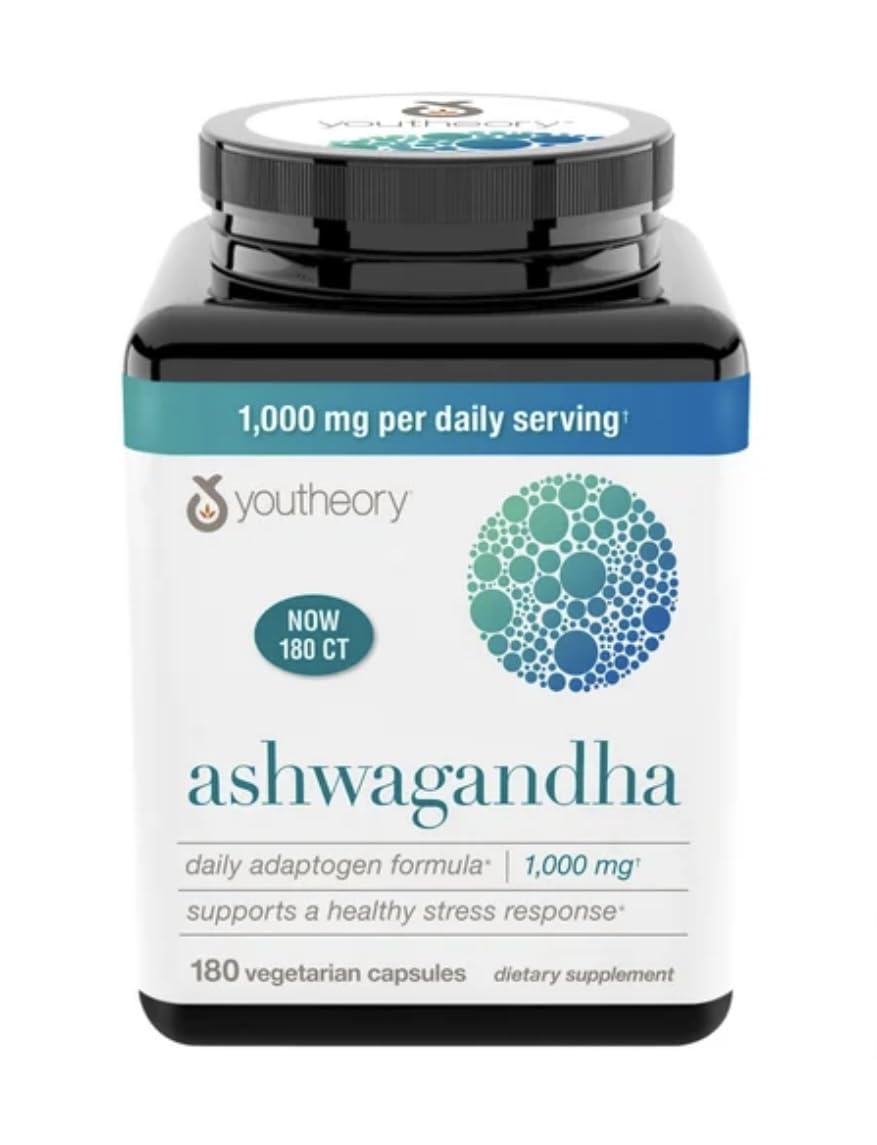 Youtheory Ashwagandha 1000mg with KSM-66 - Helps Support a Healthy Stress Response,180 Capsules (Pack of 1) Youtheory uk supplements