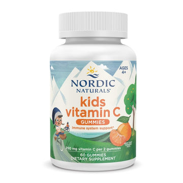 Nordic Naturals Kids Vitamin C Gummies - Tangy Tangerine - 60 Gummies - Vegan Vitamin C Supplement - Children’s Immunity and Antioxidant Support - 250 mg per Serving - 30 Servings Nordic Naturals uk supplements