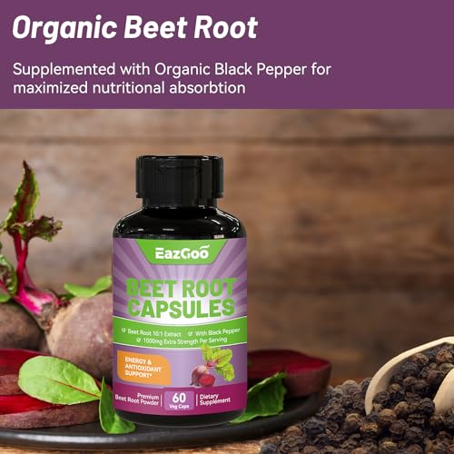 EAZGOO Beet Root Capsules 1000mg Per Serving, Supports Nitric Oxide Production & Blood EAZGOO uk supplements