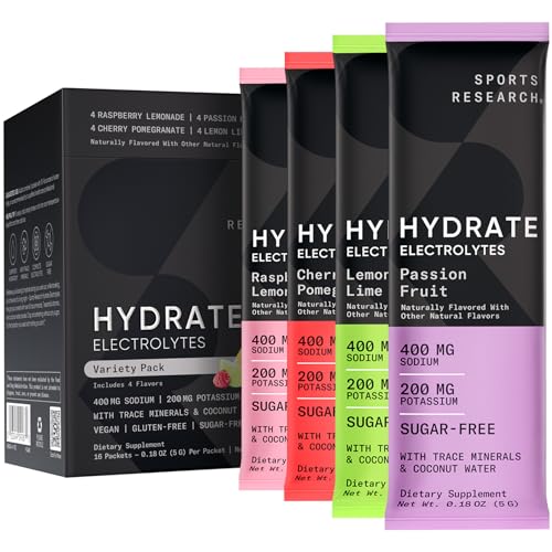 Sports Research Hydrate Electrolytes Powder Packets - Sugar-Free & Naturally Flavored Sports Research uk supplements