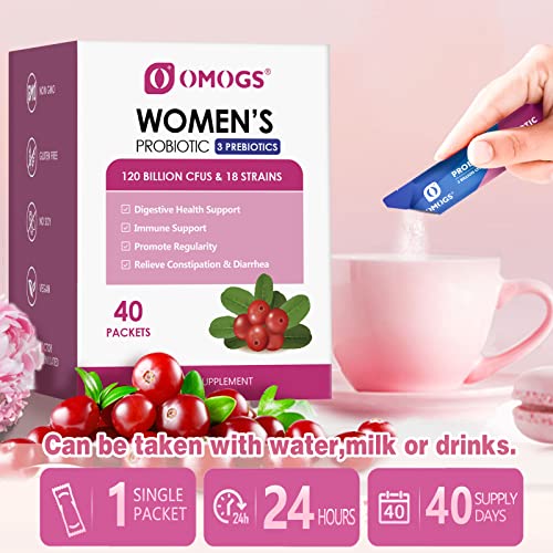 OMOGS Women's Probiotic,120-Billion-CFUs, 18 Strains, with 3 Prebiotics and Cranberry OMOGS uk supplements