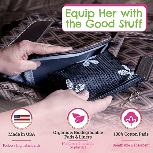 First Period Kit To-go! - Organic Biodegradable Tween Pads & Liner - Period Bags for Teen Girls Be Prepared. Period. uk supplements