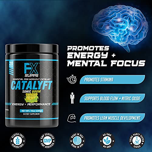 FX Supps Catalyft Pre-Workout Powder Drink for Men & Women, Sonic Boom | Dietary FXSUPPS uk supplements