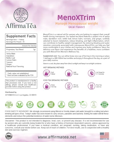AffirmaTea’s MenoXTrim MAX ACAI Flavor | Menopause Weight & Metabolism Management AffirmaTea uk supplements