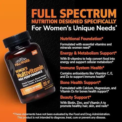 21st Century Full Fuel 365 Active Women’s Multivitamin, 120 Tablets, Daily Vitamins and Minerals for Energy, Muscle Support, Immune Health 21st Century uk supplements
