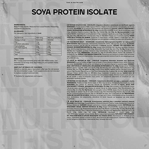 Bulk Soya Protein Isolate Powder, Vegan Protein Shake, Chocolate, 1 kg Bulk uk supplements