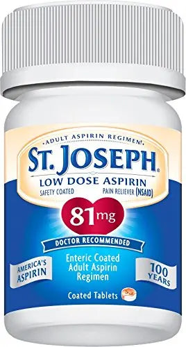 St. Joseph Aspirin Pain Reliever (NSAID) 81mg, Enteric Safety Coated, Adult Low Dose Regimen, 36 ct St. Joseph uk supplements