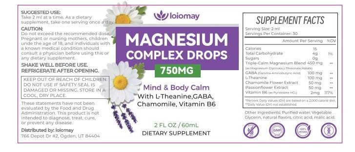 Magnesium Glycinate Liquid Drops for Women & Men, Triple Calm Magnesium Complex Supplement with L-Threonate, Malate, L-Theanine for Kids Adults Calm, Sleep & Mood, Sugar-Free, Natural Flavor, 2 fl oz loiomay uk supplements