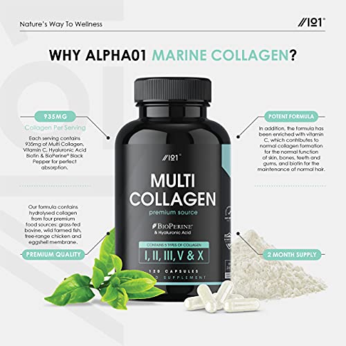 Multi Collagen Protein Capsules - Types I, II, III, V & X - Wild Caught Marine, Grass Fed Bovine, Eggshell & Free-Range Chicken Collagen Powder Revive Naturals uk supplements