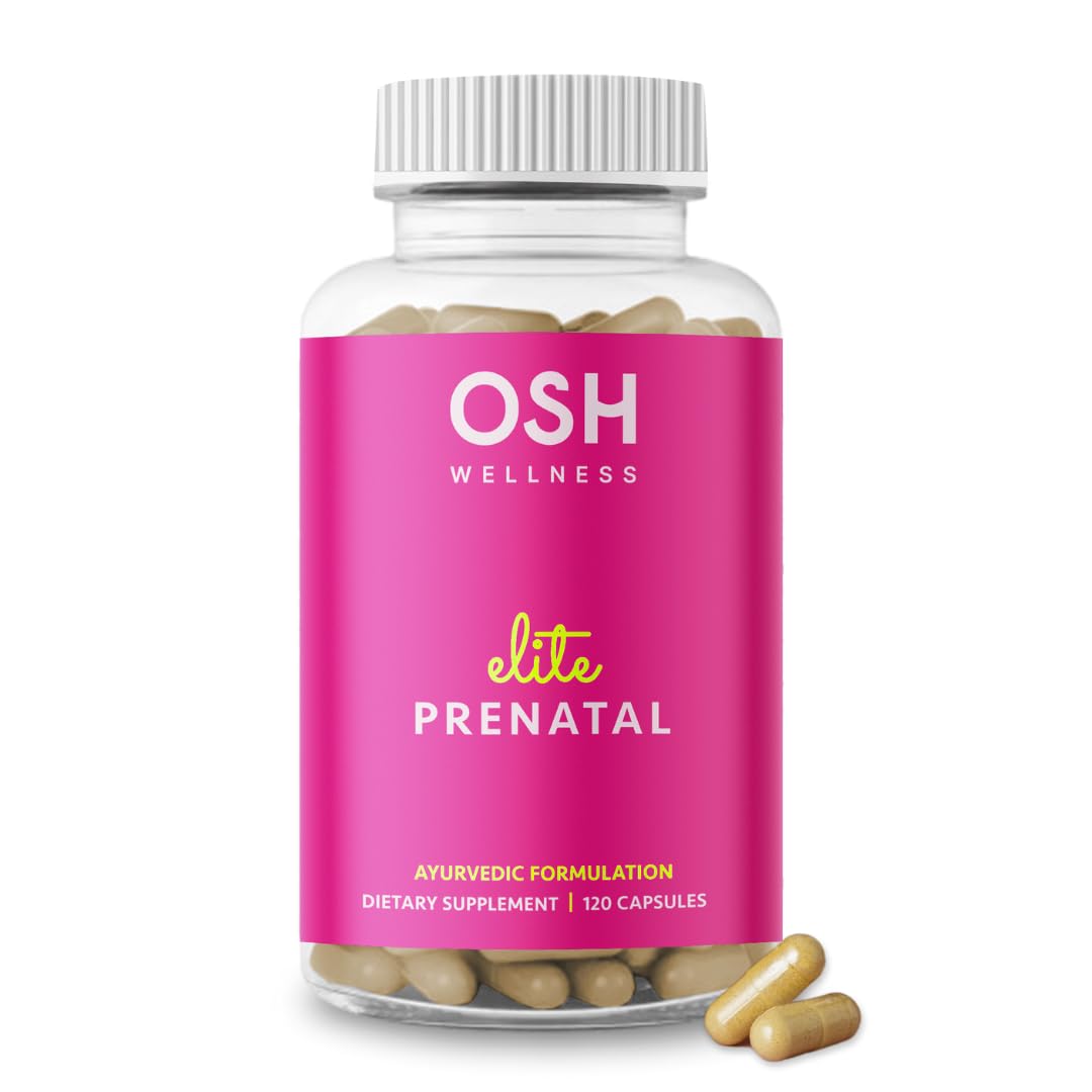 Ayurvedic Elite Prenatal Vitamins with Folate, Choline, Iron, Iodine & more | Made in USA | Optimal Bioavailability | Supports Baby's Growth and Brain Development | 30 Day Supply - OSH Wellness Freshly Moms uk supplements