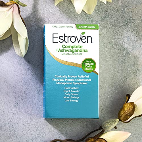 Estroven Complete + Ashwagandha Multi-Symptom Menopause Supplement for Women - 60 Ct. - Clinically Proven Ingredients Provide Menopause Relief & Night Sweats + Hot Flash Relief* - Drug-Free & Non-GMO Estroven uk supplements