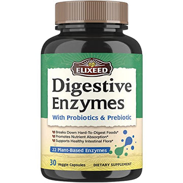 Elixeed Digestive Enzymes Plus Probiotics & Prebiotics, 22 Digestive Enzymes with Amylase Elixeed uk supplements