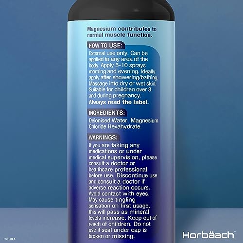 Magnesium Spray for Restless Legs, Muscles, Sleep | 100ml | Magnesium Chloride Oil Horbäach uk supplements