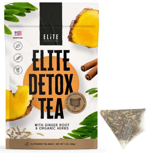 Elite Detox Tea: Natural Organic 7-Herbal Blend for Gentle Cleansing as Needed. Bloating Tea Elite Source Labs uk supplements