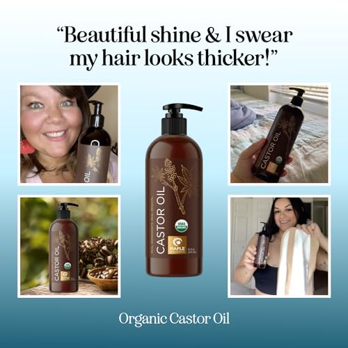 Hexane Free Organic Castor Oil - USDA Organic Castor Oil for Body Detox Hair Growth & Skin Care Maple Holistics uk supplements
