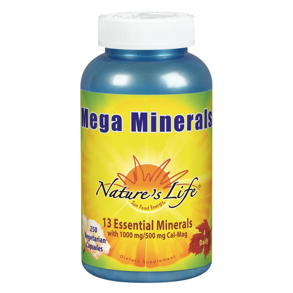 Nature's Life Mega Minerals Complex | Complete Multi Mineral + Vitamin D Supplement | 250 Vegetarian Capsules Nature's Life uk supplements