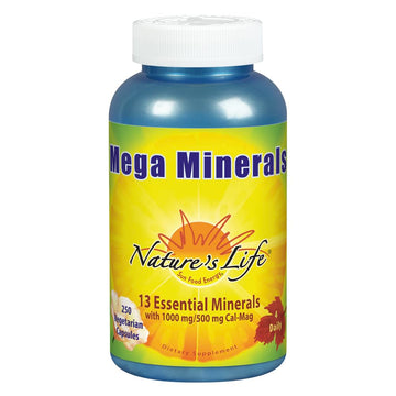Nature's Life Mega Minerals Complex | Complete Multi Mineral + Vitamin D Supplement | 250 Vegetarian Capsules Nature's Life uk supplements