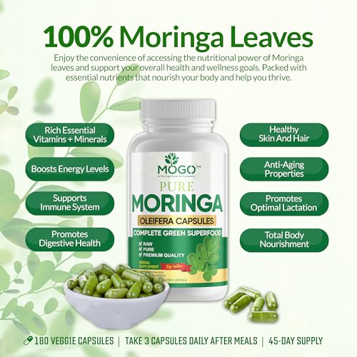 MOGO Moringa Oleifera Capsules | 100% Pure Single Origin Moringa Leaf Powder Supplement MOGO uk supplements