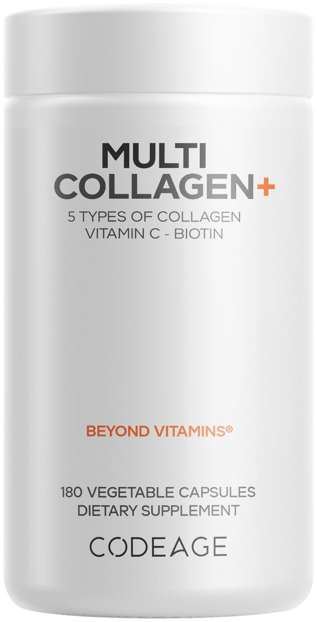 Codeage Multi Collagen+ Supplement with Vitamin C, Biotin 5000 mcg, Hyaluronic Acid, Amla Berry, BioPerine - 5 Types of Collagen Grass-Fed, Pasture-Raised - 2-Month Supply - Non-GMO - 180 Capsules Codeage uk supplements