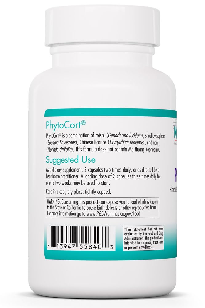 Nutricology PhytoCort Supplement - Respiratory Support, Lung Health, Lung Detox, Lung Cleanse, Healthy Breathing, Herbal Support, Reishi, Licorice, Noni, Vegetarian Capsules - 120 Count Nutricology uk supplements
