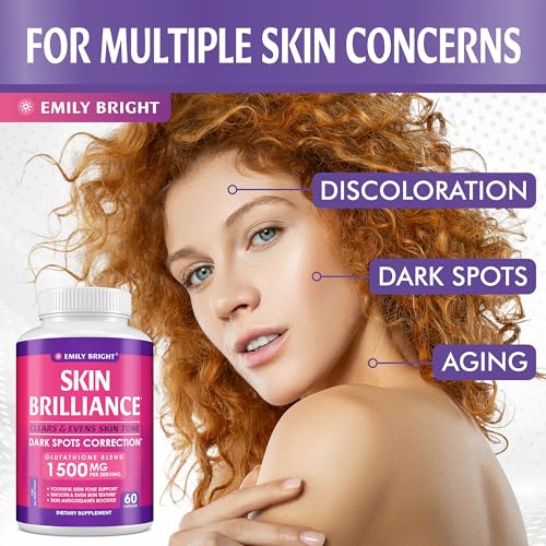 Glutathione Capsules - 1,500mcg Glutathione Supplement - Skin Tone Enhancer - Targets Emily Bright INC uk supplements