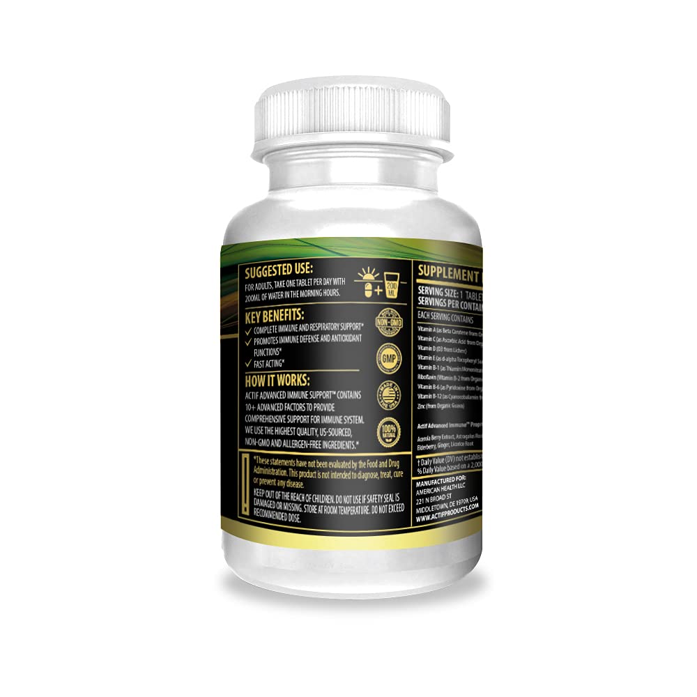 Actif Advanced Immune Support with 10+ Factors for Immunity Booster - 100% Natural, Non-GMO, 60 count ACTIF uk supplements