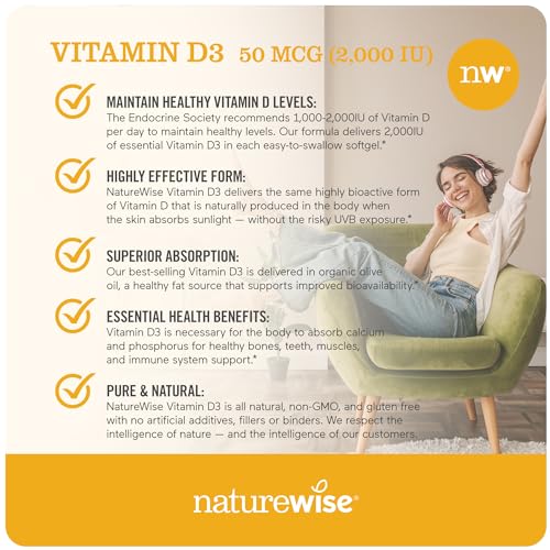 NatureWise Vitamin D3 2000iu (50 mcg) Healthy Muscle Function, and Immune Support NatureWise uk supplements