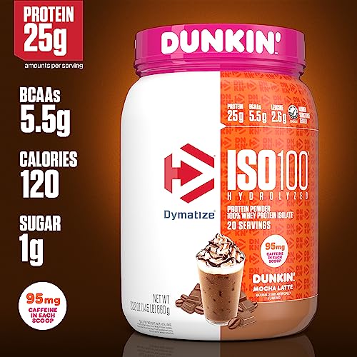 Dymatize ISO100 Hydrolyzed Protein Powder in Dunkin' Mocha Latte Flavor, 100% Whey Dymatize uk supplements
