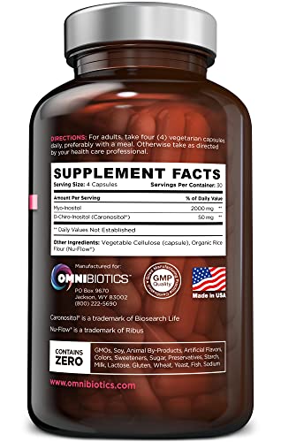 OmniBiotics Myo-Inositol & D-Chiro Inositol Supplement with 40:1 Ratio for Hormone Balance for Women - Women Supplement to Support Reproductive Health & Ovarian Function. Non-GMO - 120 Vegan Capsules OmniBiotics uk supplements