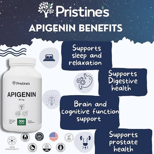 PRISTINE'S Apigenin Relaxation & Sleep Supplement Support - 50mg 300 Day Supply PRISTINE'S uk supplements