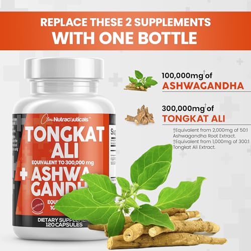 Clean Nutraceuticals Tongkat Ali 300,000mg and Ashwagandha 100,000mg Clean Nutraceuticals uk supplements