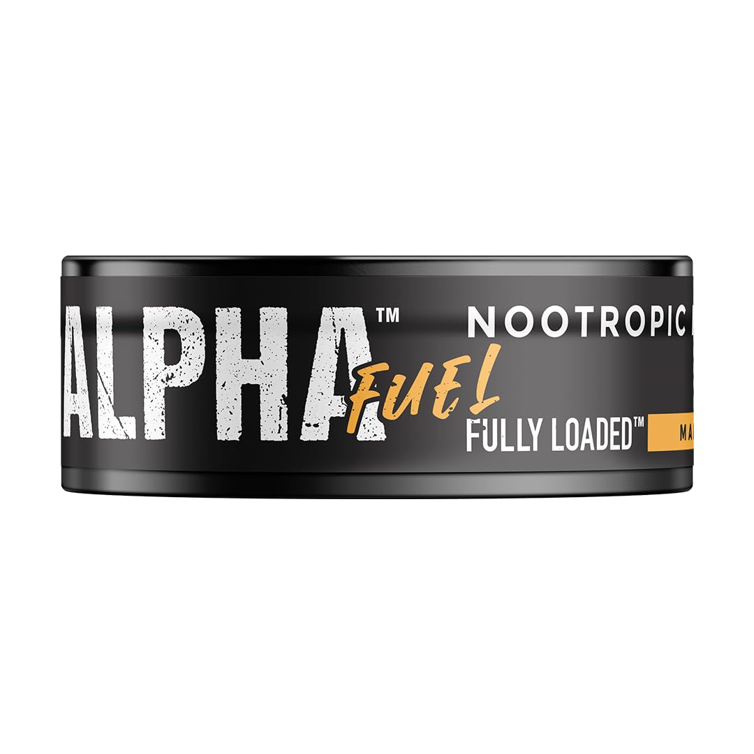 Fully Loaded Alpha Fuel Nootropic Pouches (Mango Fuel) - 5 cans, 15 Pouches per can - Energy Pouches containing Caffeine and nootropic Blend Fully Loaded Bullseye uk supplements