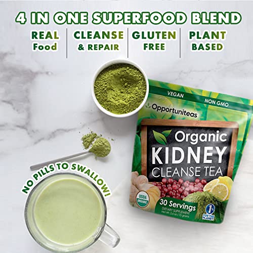 Opportuniteas Organic Kidney Detox Tea- Matcha Green Tea, Cranberry, Lemon & Ginger Opportuniteas uk supplements