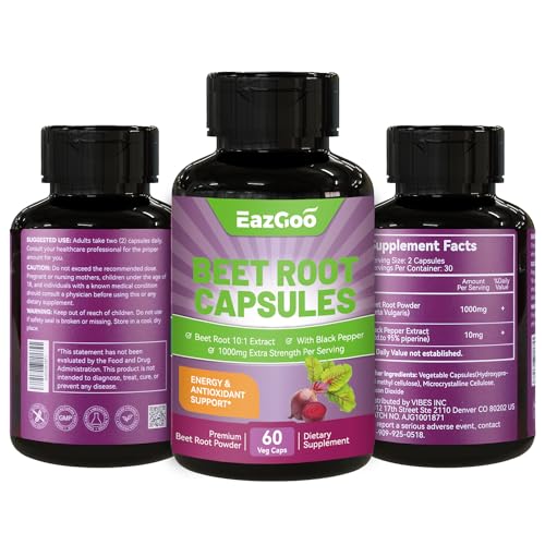 EAZGOO Beet Root Capsules 1000mg Per Serving, Supports Nitric Oxide Production & Blood EAZGOO uk supplements