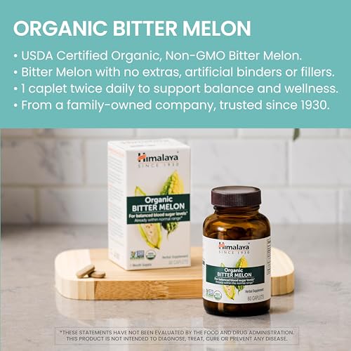 Himalaya Organic Bitter Melon for Glucose Metabolism, 660 mg, 60 Caplets, 1 Month Supply Himalaya uk supplements