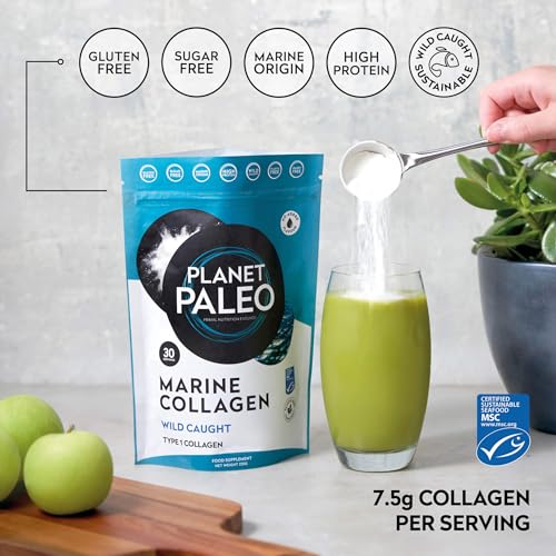 Pure Marine Collagen Powder (60 Servings, 450g) | for Healthy Skin, Hair and Nails, and Gut Health Planet Paleo uk supplements