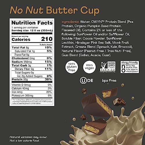 Pro Elite Vegan Plant-Based High Protein Keto Shake, No Nut Butter Cup, Zero Sugar OWYN Only What You Need uk supplements