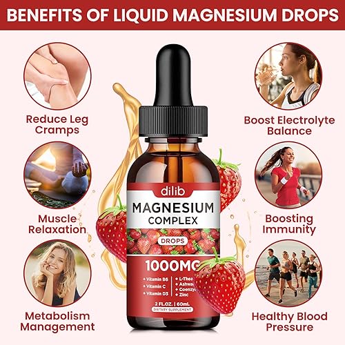 Triple Magnesium Complex Supplement, Magnesium Glycinate, Blend, Citrate Liquid Drops dilib uk supplements