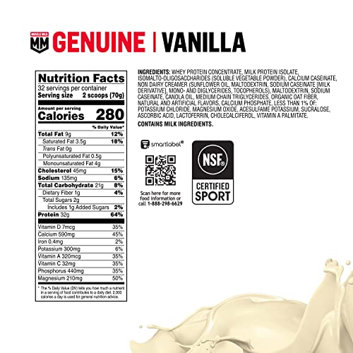 Muscle Milk Genuine Protein Powder, Vanilla Creme, 32g Protein, 5 Pound, 32 Servings Muscle Milk uk supplements