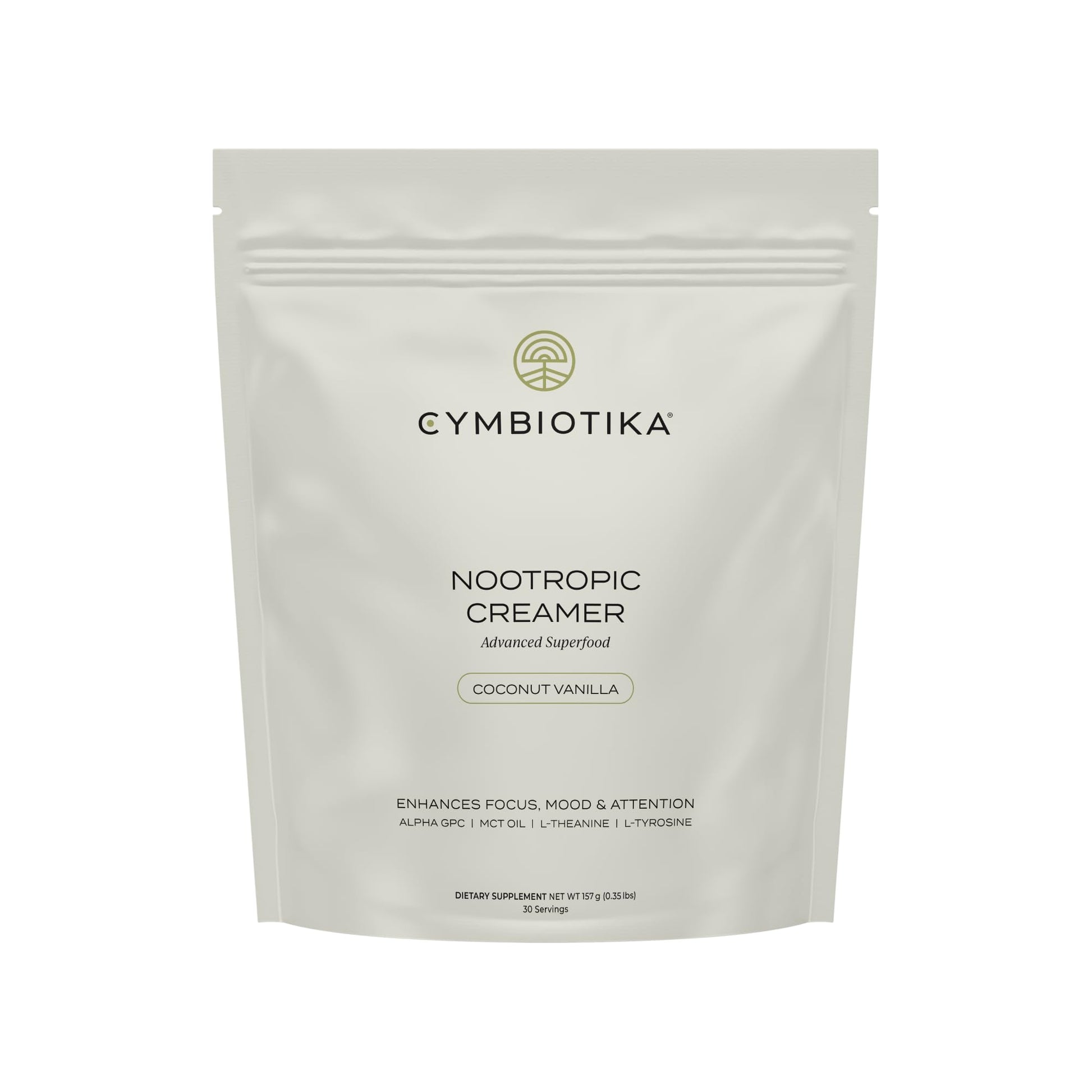 CYMBIOTIKA Nootropic Creamer – MCT Oil, Alpha GPC, L-Theanine – Keto, Vegan, Sugar-Free Coffee Creamer for Focus, Energy & Mental Clarity – Coconut Vanilla Flavor, 30 Servings CYMBIOTIKA uk supplements