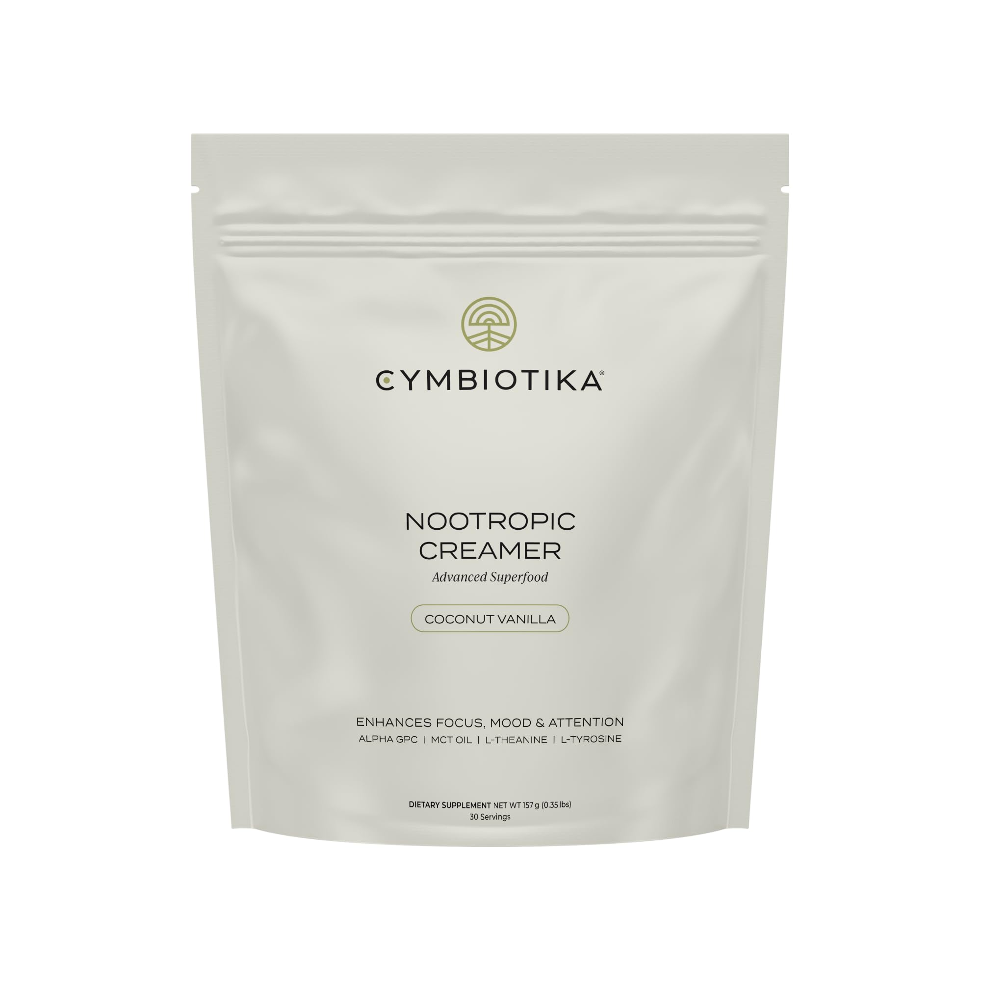 CYMBIOTIKA Nootropic Creamer – MCT Oil, Alpha GPC, L-Theanine – Keto, Vegan, Sugar-Free Coffee Creamer for Focus, Energy & Mental Clarity – Coconut Vanilla Flavor, 30 Servings CYMBIOTIKA uk supplements