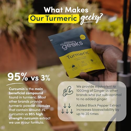 Nutrition Geeks Turmeric Tablets 2000 mg with Black Pepper & Ginger, High Strength Nutrition Geeks uk supplements