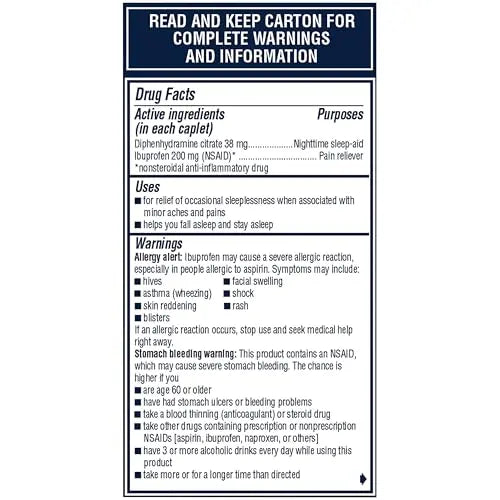 Advil PM Pain Reliever and Nighttime Sleep Aid, Pain Medicine with Ibuprofen for Pain Relief and Diphenhydramine Citrate for a Sleep Aid - 80 Coated Caplets Advil uk supplements