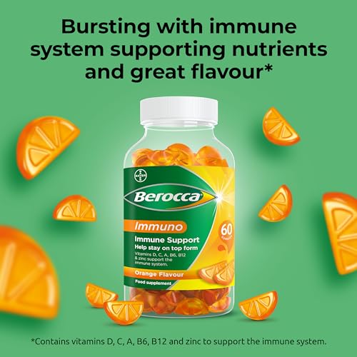 Berocca Immuno Gummy Vitamins, Orange Flavour, Bursting with Immune System Berocca uk supplements