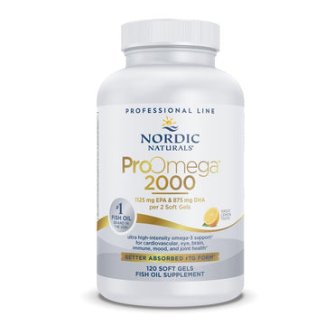 Nordic Naturals ProOmega 2000, Lemon Flavor - 120 Soft Gels - 2150 mg Omega-3 - Ultra High-Potency Fish Oil - EPA & DHA - Promotes Brain, Eye, Heart, & Immune Health - Non-GMO - 60 Servings Nordic Naturals uk supplements