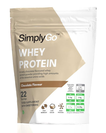 SimplyGo Whey Protein 900g Chocolate Flavour Simply Supplements uk supplements